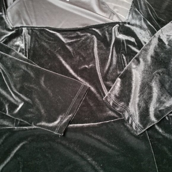 Old Navy Dress Plus Size 4X Flare Mini Black Jack Stretch Velour Long Sleeve New - Picture 7 of 16